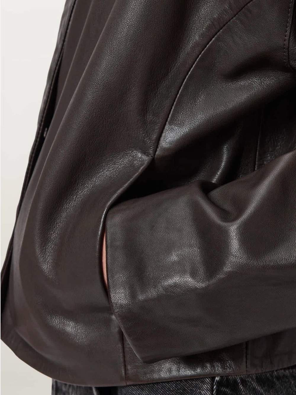 All Saints Ryder Leather Jacket - Oxford dark brown — Medium - Picture 3 of 5